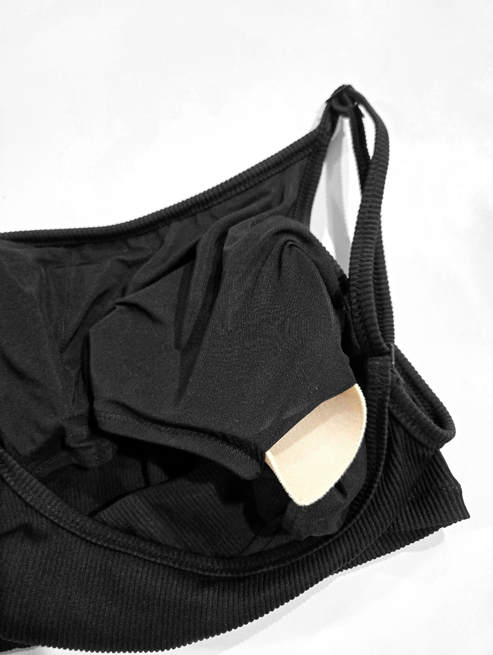 NWT AERIE Black Ribbed Scoop Longline Swim Bikini Top - Picture 6 of 7